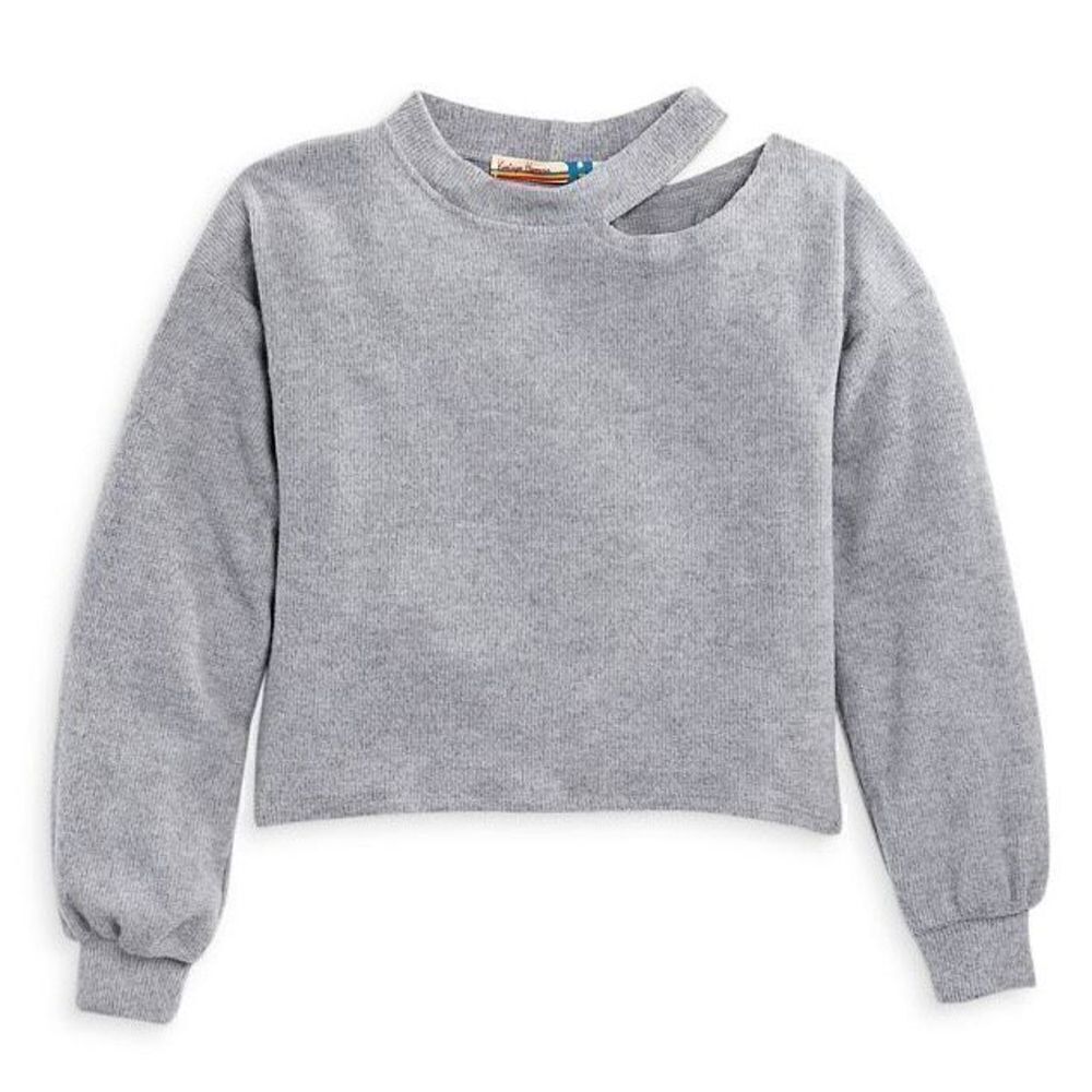 Vintage Havana NWT Girls Shoulder Cut Out Sweatshirt Ribbed Sz xL